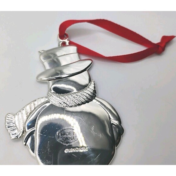 Lenox Silver Plated, White Rhinestone Gems, Snowman Christmas Tree Ornament - Picture 6 of 6